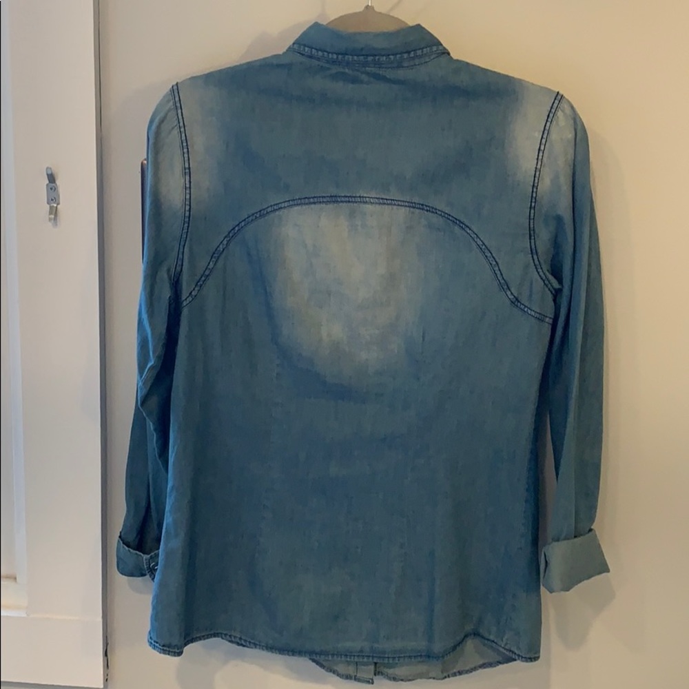 Chambray Denim Button-Down Top - image 4